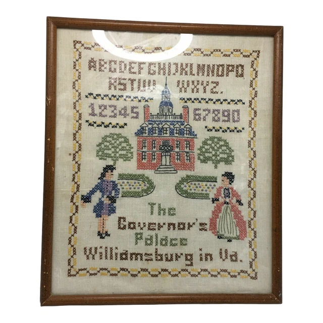 VINTAGE CROSS STITCH Sampler Williamsburg Va. The Governor's Palace