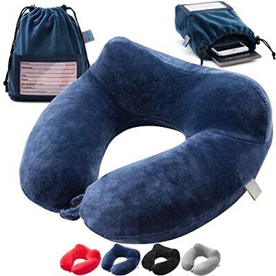 Inflatable Air Travel Pillow Airplane Neck Head Chin Cushion Office Nap Rest