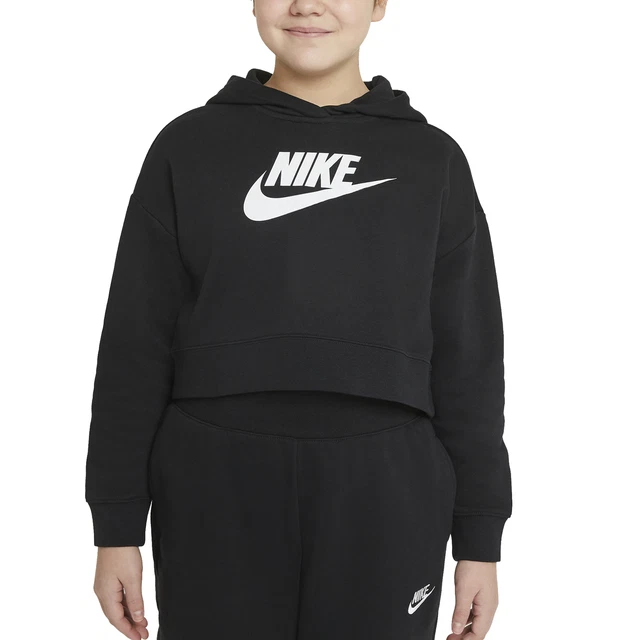 Nike Felpa da Ragazza Corta con Cappuccio Club Nera Taglia M (137-146 CM) Cod...