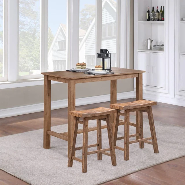 24" Sonoma Saddle Stool [Barnwood Wire-Brush], 2-Pack