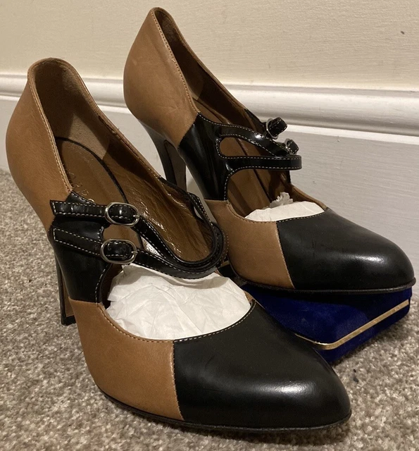 LADIES HOBBS MARY Jane Leather Kitten Heel Shoes.Uk5 Eu38.Buckle