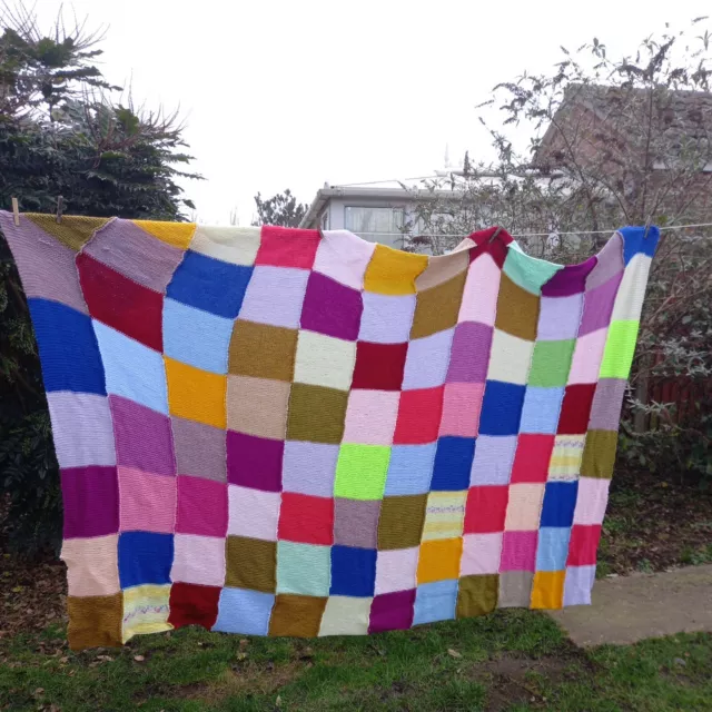 CAMPERVAN VINTAGE FATTO A MANO GRANDE lavorato a maglia patchwork lancio