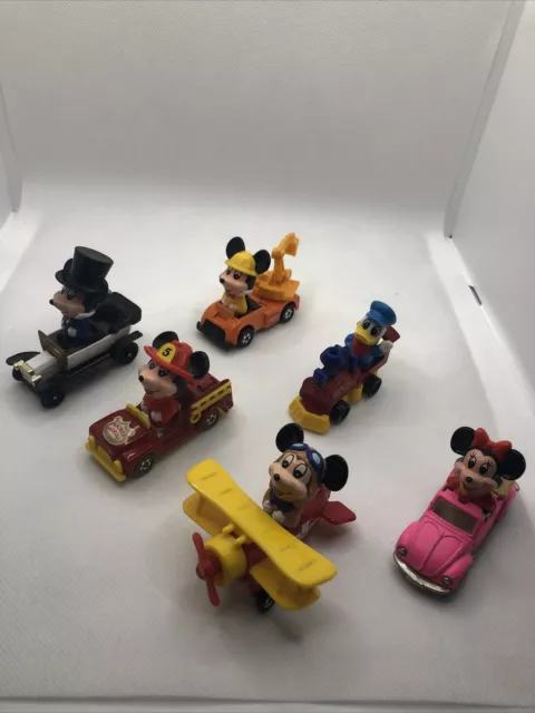 Lot Of 6 VTG 1970s Tomy Disney Diecast Car Mickey Donald Duck Minnie Mouse