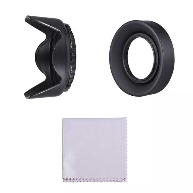 58mm Lens Hood Set with Tulip Flower Lens Hood + Collapsible Rubber Lens W8N2