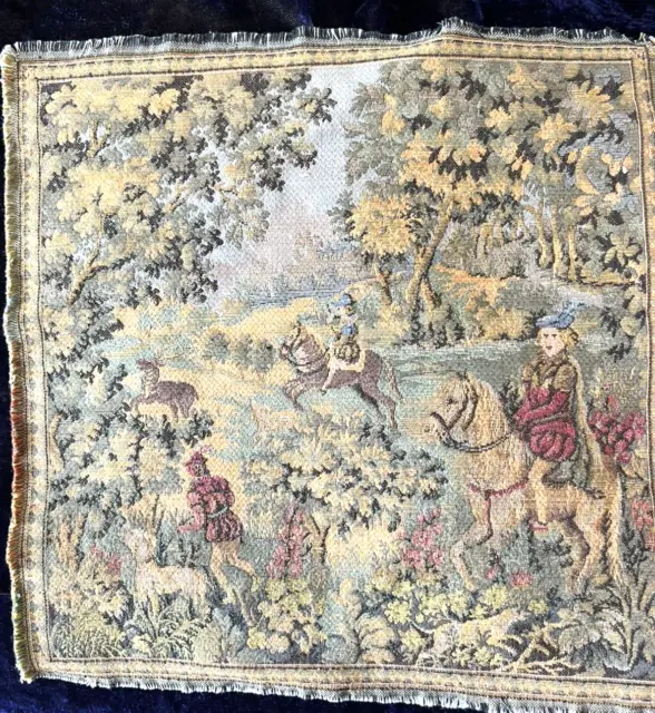 Gorgeous Antique Romantic French Tapestry, Swans!!!  Two Couples, Water Fountain