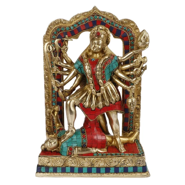 Statue Maa Kali En Laiton - Déesse Hindoue Adi Shakti Ma - Murti Idole Aadya Chamunda