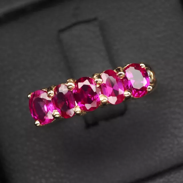 Charming Pink Rubellite Tourmaline Oval 3Ct 925 Sterling Silver Handmade Rings