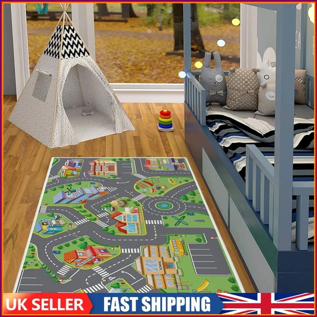 Kids Cartoon Carpet Rectangular Crawling Rug for Playroom Bedroom (50*80cm A)