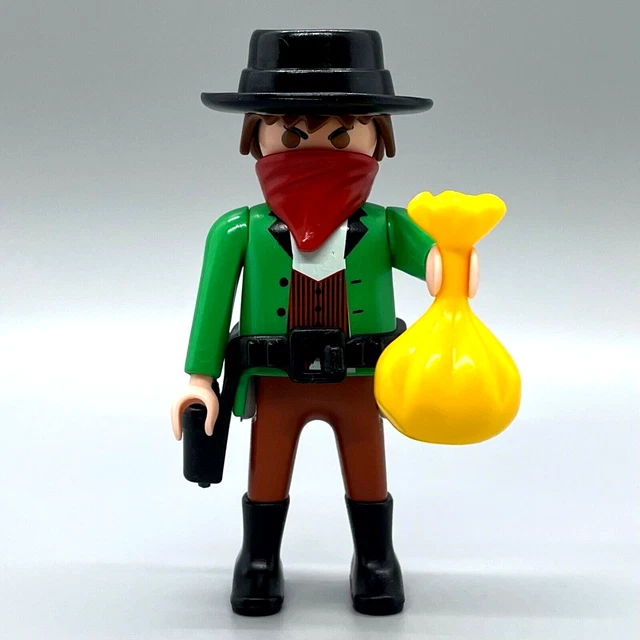 Playmobil Western Bandit Outlaw Cowboy Thief Train Robber Gun Gold Vintage 3815 Playmobil Western Bandit Outlaw Cowboy Thief Train Robber Gun Gold Vintage 3815