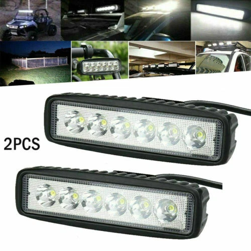 AUXTINGS Lot De 2 Barres LED 6" 18W – Phares De Travail Flood Beam Étanchés IP67 – Camion 4x4 SUV Bateau