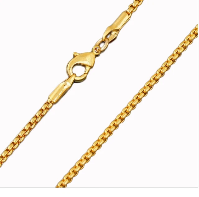 3mm Round Box Chain Set In Gold - Helloice Jewelry