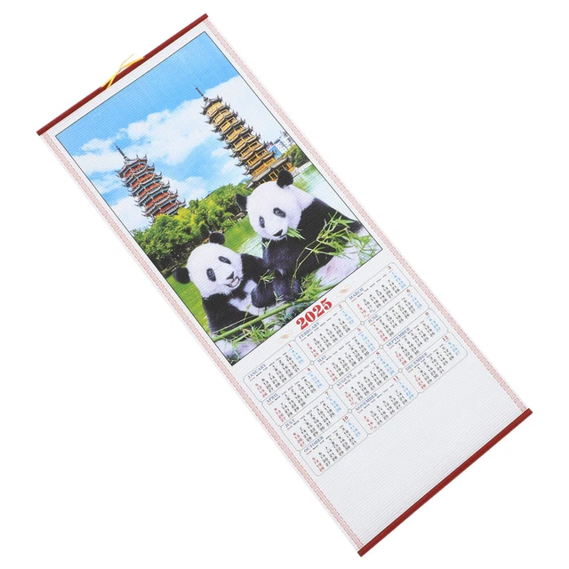 IMITAZIONE RATTAN ROTOLO Appeso Calendario 2025 Parete Lunare Zodiaco