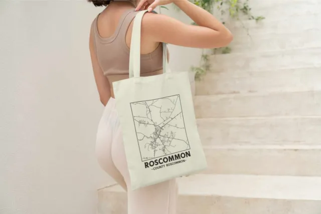 Roscommon, County Roscommon, Republic of Ireland, City Map Cotton Shopper Tote