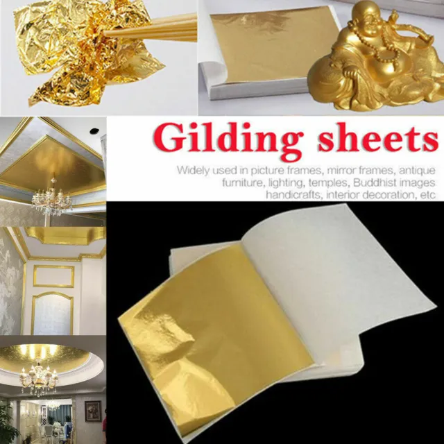 100*/Set Blatt Gold DIY Folie Blatt Papier Dekor essbare Vergoldung Handwerk DE