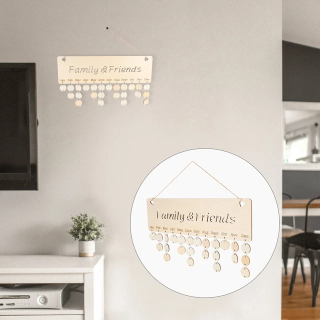 Calendrier Mural Anniversaire En Bois – 100 Étiquettes DIY – Plaque Rappel Anniversaires & Dates Importantes – Décoration Maison