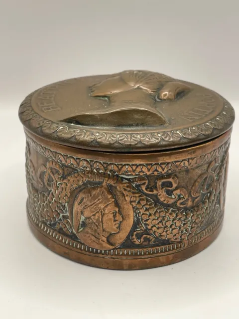 Rare Italian Copper Ceramic Dini Cellai Signa Pottery Trinket Box Cherub Italy 3