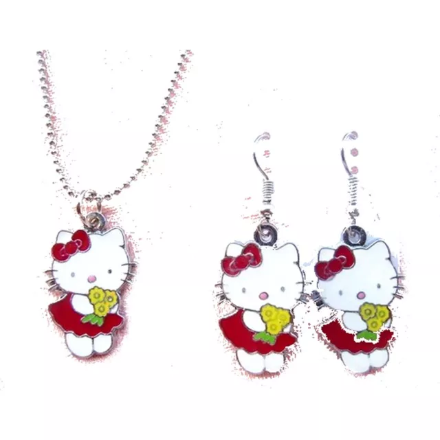 Sanrio Hello Kitty Parure de bijoux pour fille – Collier plaqué or