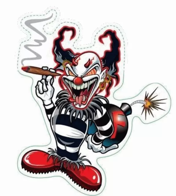 Aufkleber Narr mit Zigarre und Bombe 8 x 7 cm Sticker Clown Decal