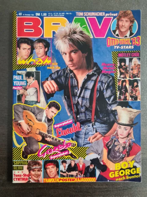BRAVO 48/1983 Heft Komplett -Paul Young, Wham, Boy George, Travolta, KajaGooGoo-