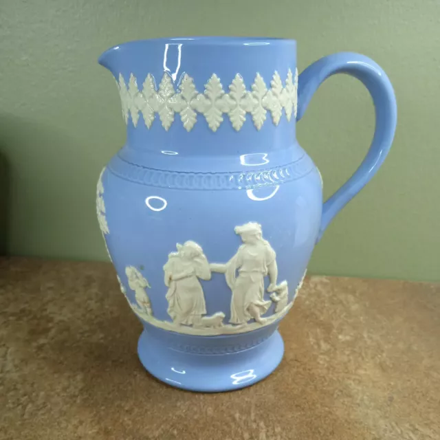 Vintage 1940er, Dudson Hanley, blaues Jaspisgeschirr Wasserkrug, ein Pint Kapazität