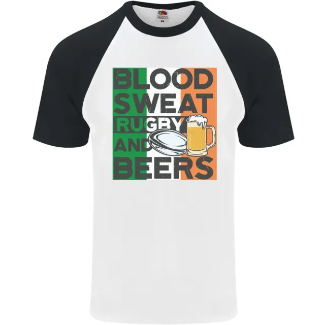 Blood Sweat Rugby and Beers Ireland Funny Mens S/S Baseball T-Shirt