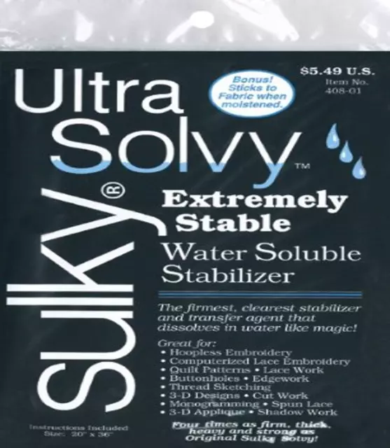 Sulky 19 1/2 x 36 Zoll schwer Ultra solvy wasserlöslicher Stabilisator 2