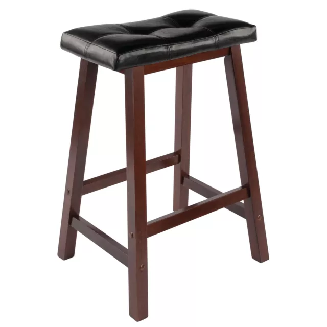 Winsome Wood Mona Cushion Saddle Seat Counter Stool, Black & Walnut