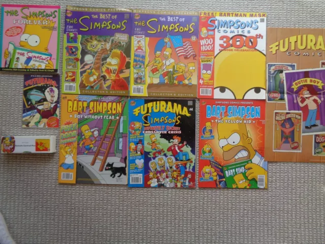 Job lot of The Simpsons memorabilia - Comics/book/poster/remote control pen