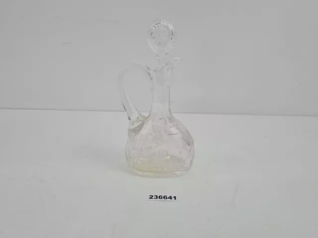 Glasflasche mit Glasstopfen Antik Vintage Handgeschliffen Höhe 21cm #236641