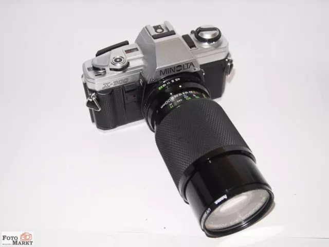 Set: Minolta X-300 SLR Kamera + Soligor MC Zoom Macro Objektiv 4,5/ 80-200 lens