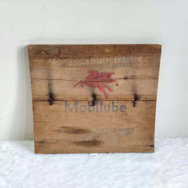 1930s Vintage Mobil Oil Mobilube Advertising Wooden Sign Board USA Rare Old W884