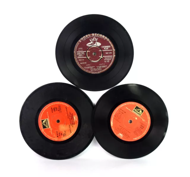 Vintage Indio Gramófono Música Record 3 Disco Lote Decorativa Artículo i46-149