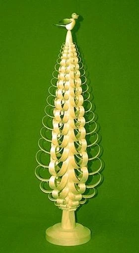 Tischdekoration Spanbaum mit Vogel 18,5x50x18,5cm NEU Holzbaum Weihnachtsdeko