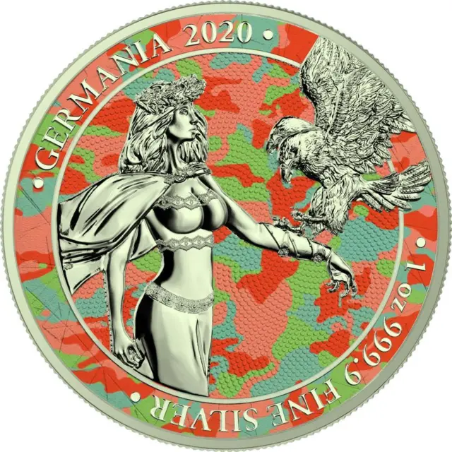 2020 Germany 5 Mark Germany - Camouflage Edition - Apennines 1 Oz Silbercoin