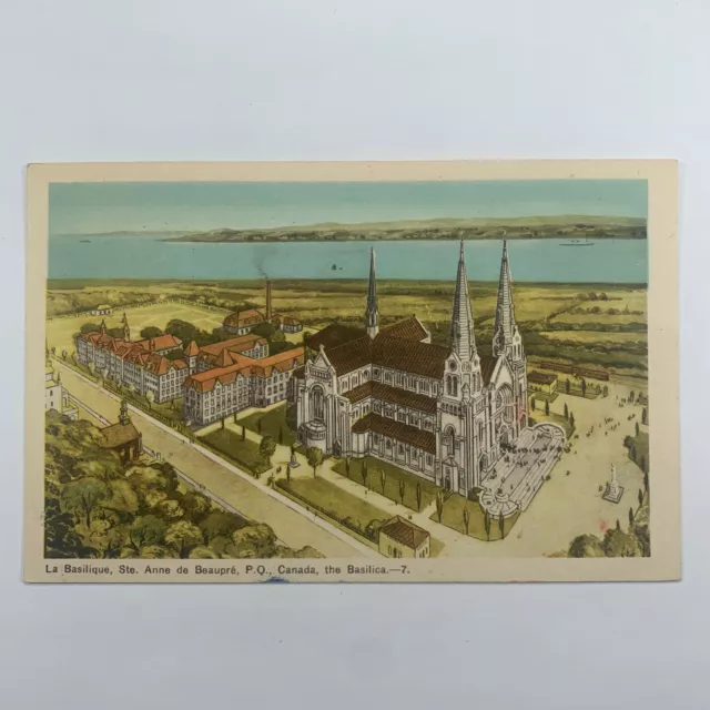 Postcard Canada Ste Anne Beaupre Quebec La Basilique Aerial 1940s