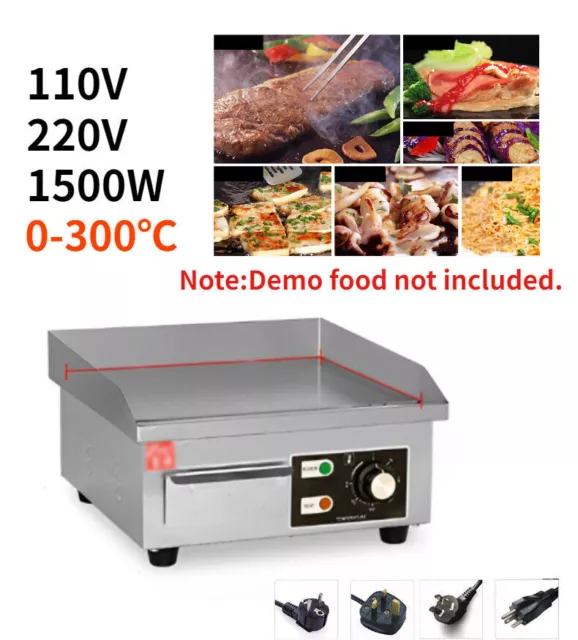 110/220V Electric Griddle 1500W Flat Top BBQ Grill Hot Plate Countertop Kitchen