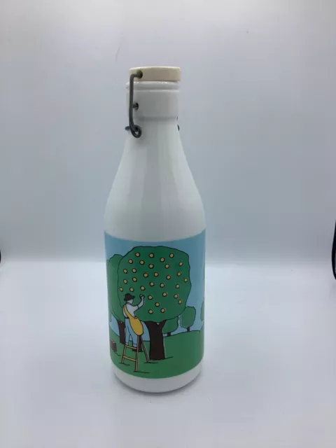 Vintage Italian Cerve Milk Glass Bottle with Stopper Juice