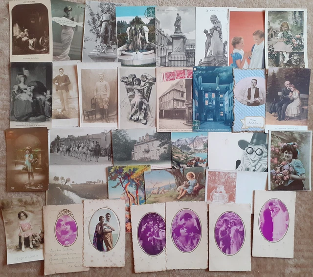 Lot De Photos Anciennes & Cartes Postales Vintage - Mariage, Baptême, Portraits - Noir Et Blanc