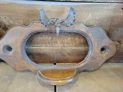 Vintage bronze moose head mirror? Wooden wall hanger collectable 21x 11 1/2