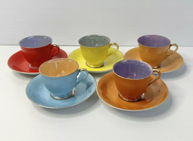 Vintage Cups & Saucers Superior Quality Harlequin Demitasse Lustre Made In Japan