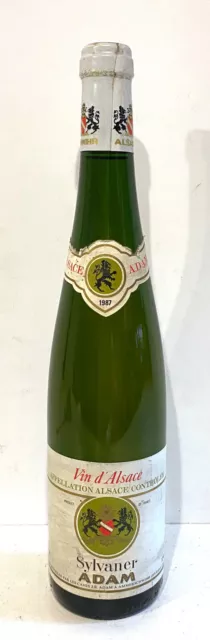 Ancienne Bouteille de Vin Alsace Sylvaner Adam 1987