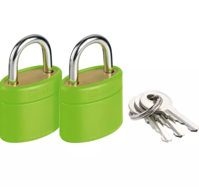 NEW Go Travel Key Padlocks Twin Pack - Bright Green