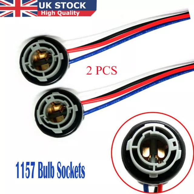 2x Bulb Holder BAY15D Car Tail Stop Light Glob Socket Adapter Universal 1157 UK