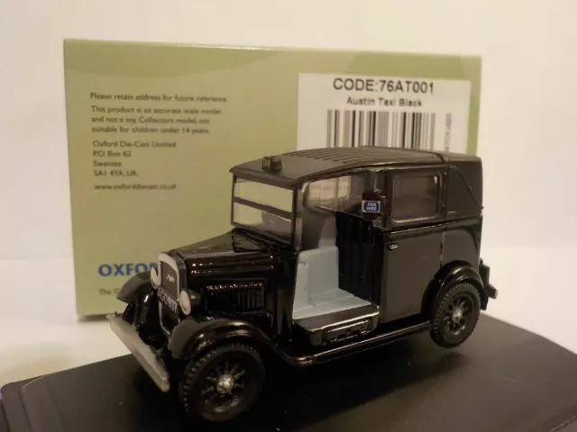 Model Cars. Austin Taxi - Black, Oxford Diecast 1/76 New Dublo, Railway Scale