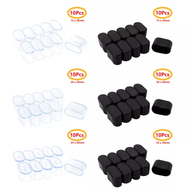 10x Oval Rubber Furniture Foot Table Chair Leg End Caps Tips Plugs Floor Protect