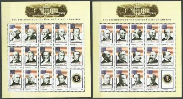 B0828 Liberia Famous People The Presidents Of The Usa 2Sh Mnh Stamps