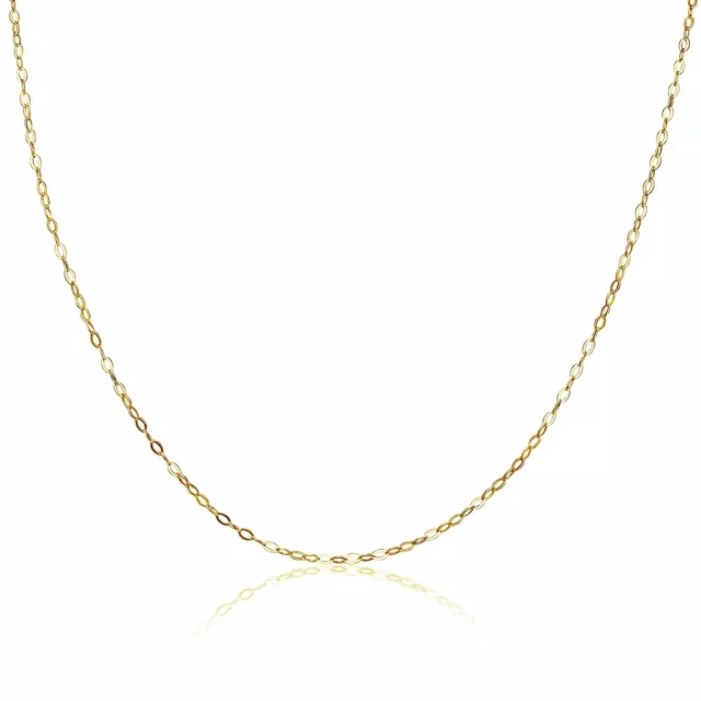 30 Inch Thin Delicate Gold Plated Sterling Silver 0.90mm Cable Chain Necklace