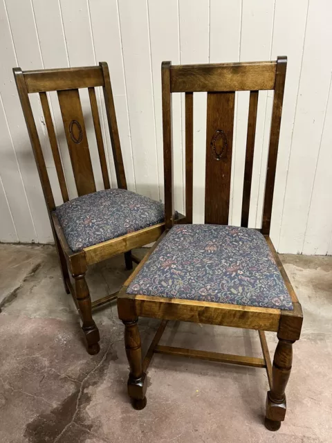 Pair Of Early 20th Century Oak Dining Chairs 2