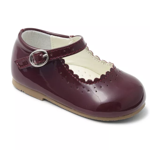 Baby Girl Burgundy Shoes Patent Mary Jane Spanish Style Walking Shoes Girls 2-8