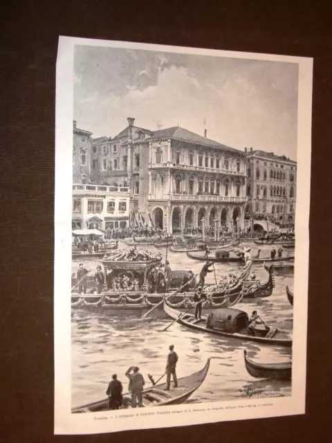 Venezia nel 1897 Funerale di Giacinto Gallina Feretro sulla gondola